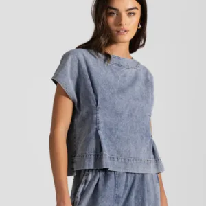 Brooke Boxy Top | Denim Blue